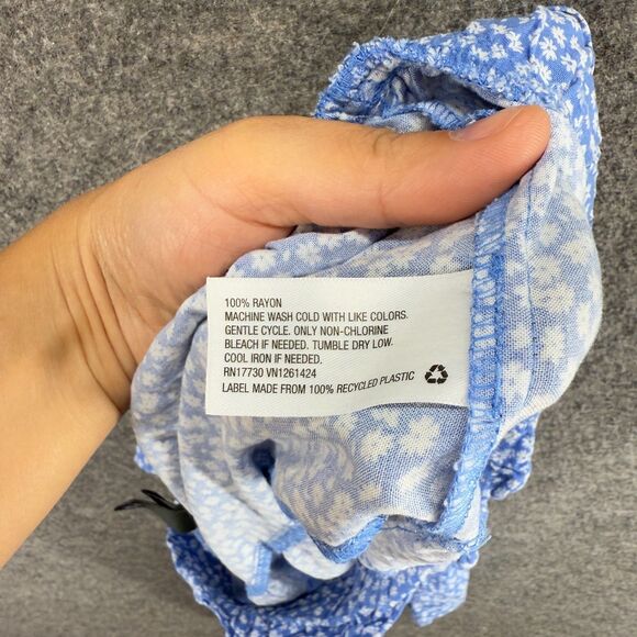 Wild Fable Skirt Women L Large Blue Floral A-Line Midi Mid Rise Pull On Rayon - Picture 7 of 8